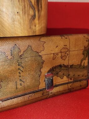 Alviero Martini Tan Map-Print Leather Continental Wallet